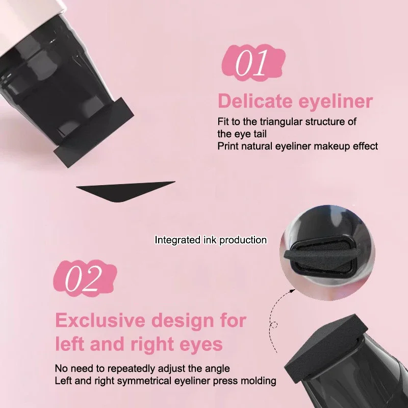 Timbro per eyeliner a doppia testa Timbro per eyeliner integrato Sigillo di contorno preciso Eyeliner a lunga durata Penna liquida Cosmetici per il trucco