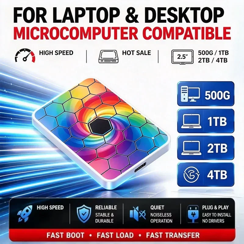 2026 High Speed Colorful Transfer 500GB 1TB 2TB 4TB Elements Portable External HDD USB3.0 Hard Drive for Laptop Phone