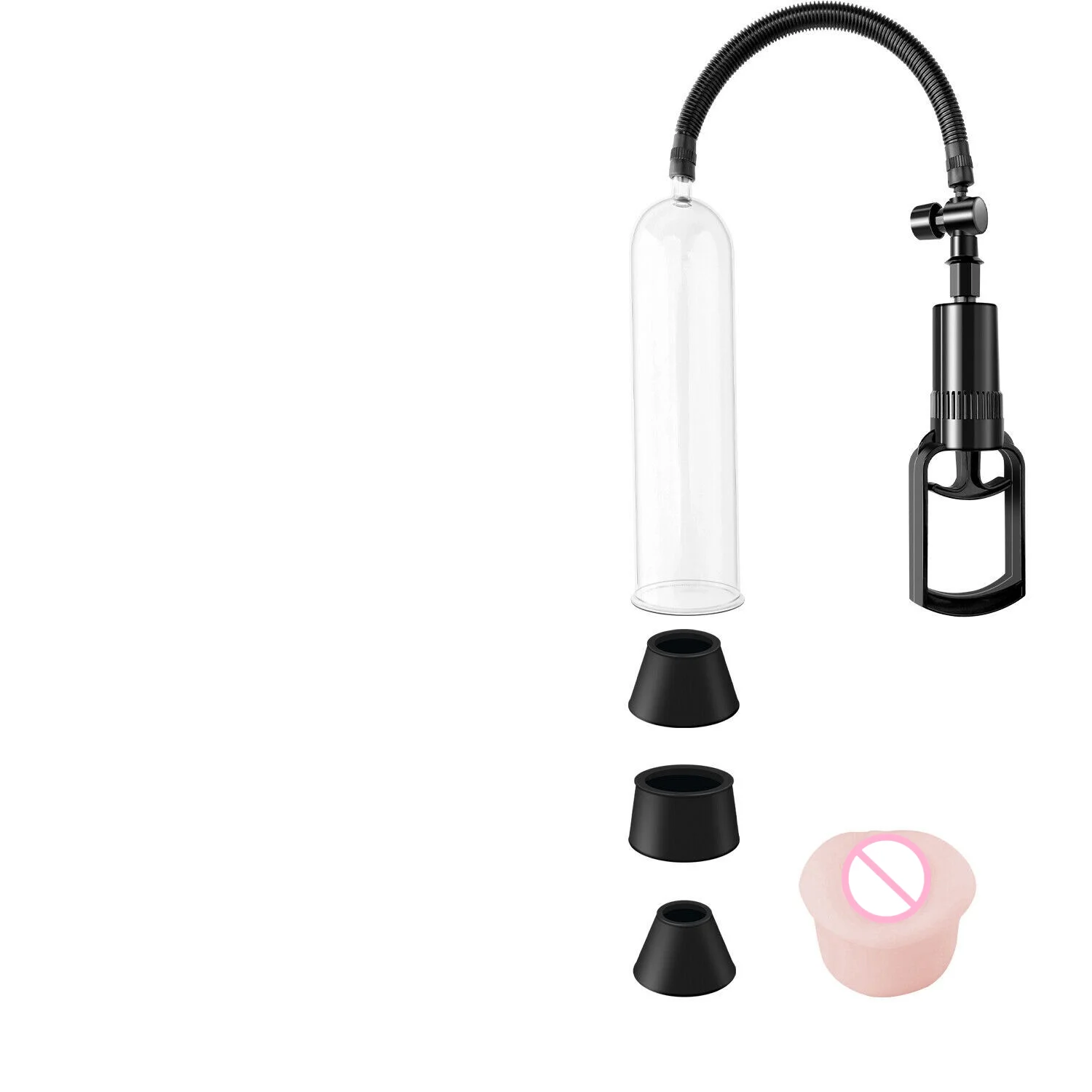 Powerful Suction Vacuum Penis Pump with Extra Soft Replacement Sleeves Comfortable Skin Friendly Portable Daily Care Toy for Men