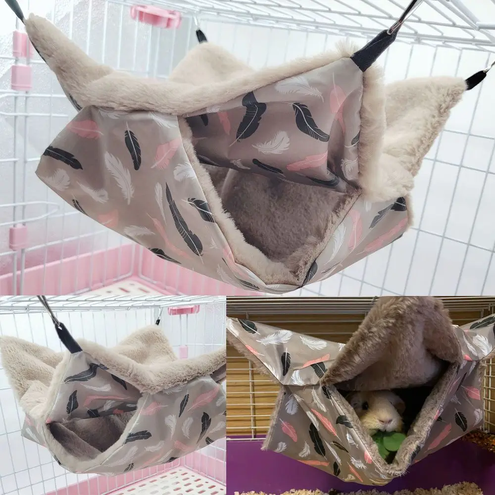 Weicher, doppellagiger, verdickter, komfortabler Winter-Schlafsack für kleine Tiere, Meerschweinchen-Nest, Hamster-Hängematte, weich – Detail 6
