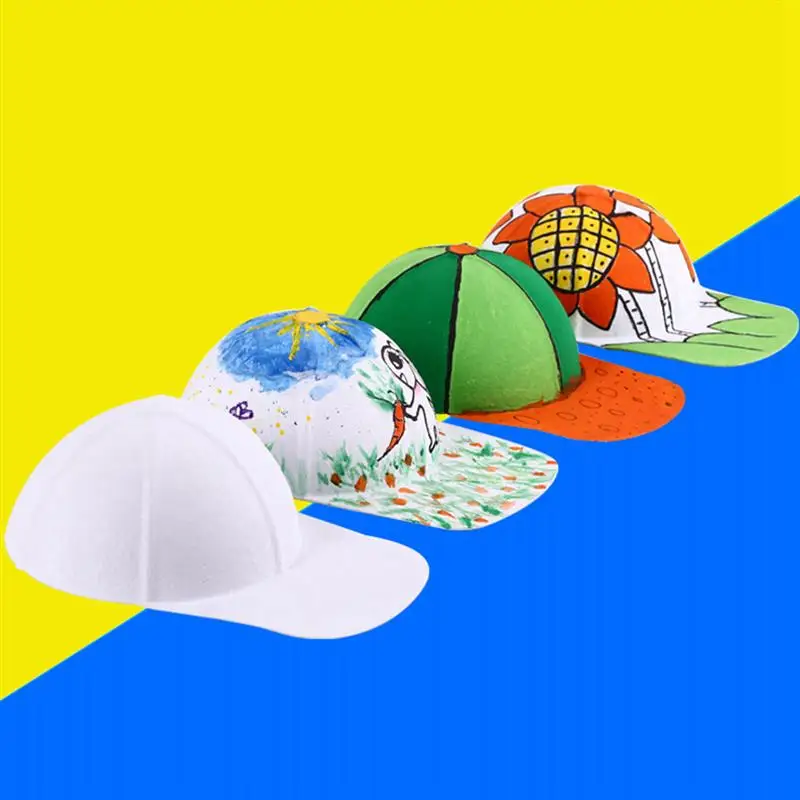 10Pcs Blank Baseball Caps Creative Hats For Painting Adjustable Sports Hats For Little Ones Aged 3-10 Polyester Caps For Hiking