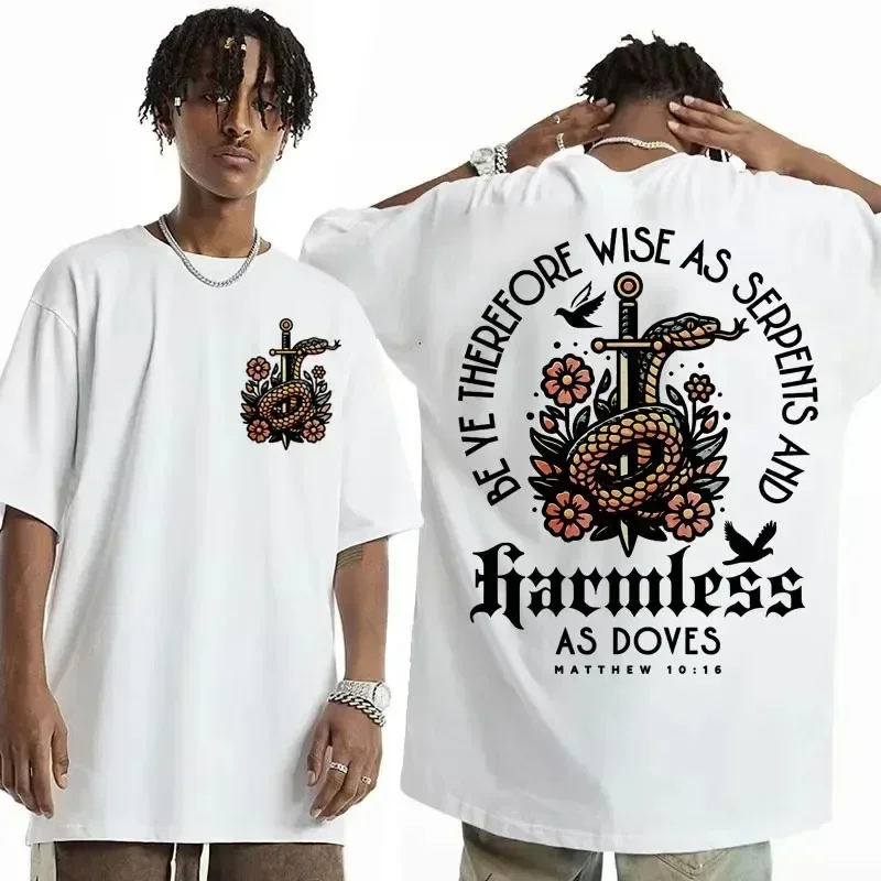 Mens Harajuku Christian Aesthetic T-shirt Bible Verse Religious Faithful Apparel Y2k T Shirts Man Kids Casual Oversized T Shirt