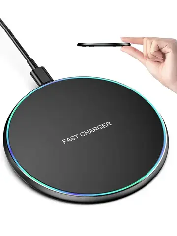 Mini LED Wireless Charger Pad For iPhone 16 15 14 13 12 8 X Pro Max Samsung Xiaomi Induction Fast Charging Dock Station