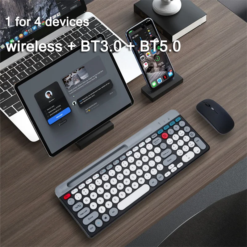 Bluetooth Wireless Keyboard Set Rechargeable Silent Slim Office Wireless Keyboard And Mouse Combo For Laptop Tablet iPad Phone