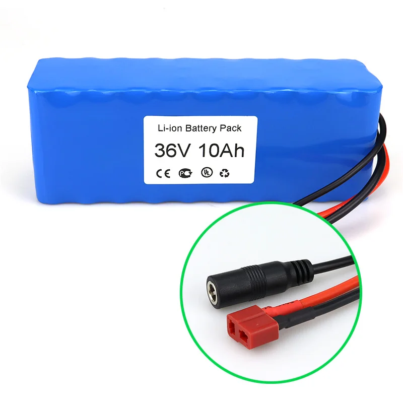 36V Ebike Battery  high power  Pack 10Ah 10S3P battery pack, T-Plug+DC5521 Connector