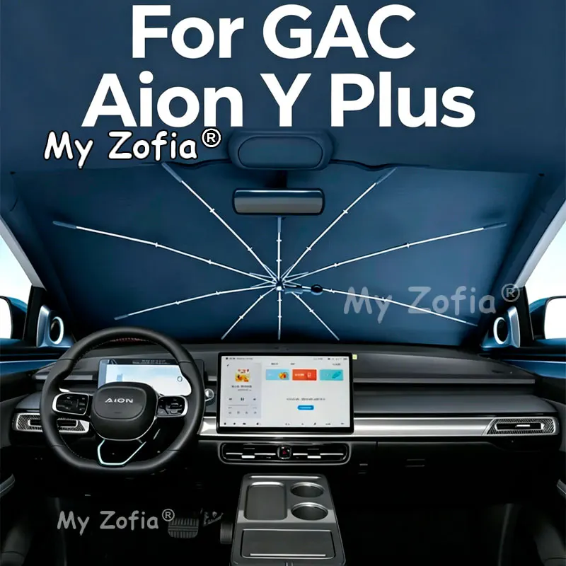 Für GAC Aion Y Plus 2025 2026 Auto-Windschutzscheiben-Sonnenschutz, faltbarer Regenschirm, hitzeisolierend, einfach zu verstauen, Zubehör