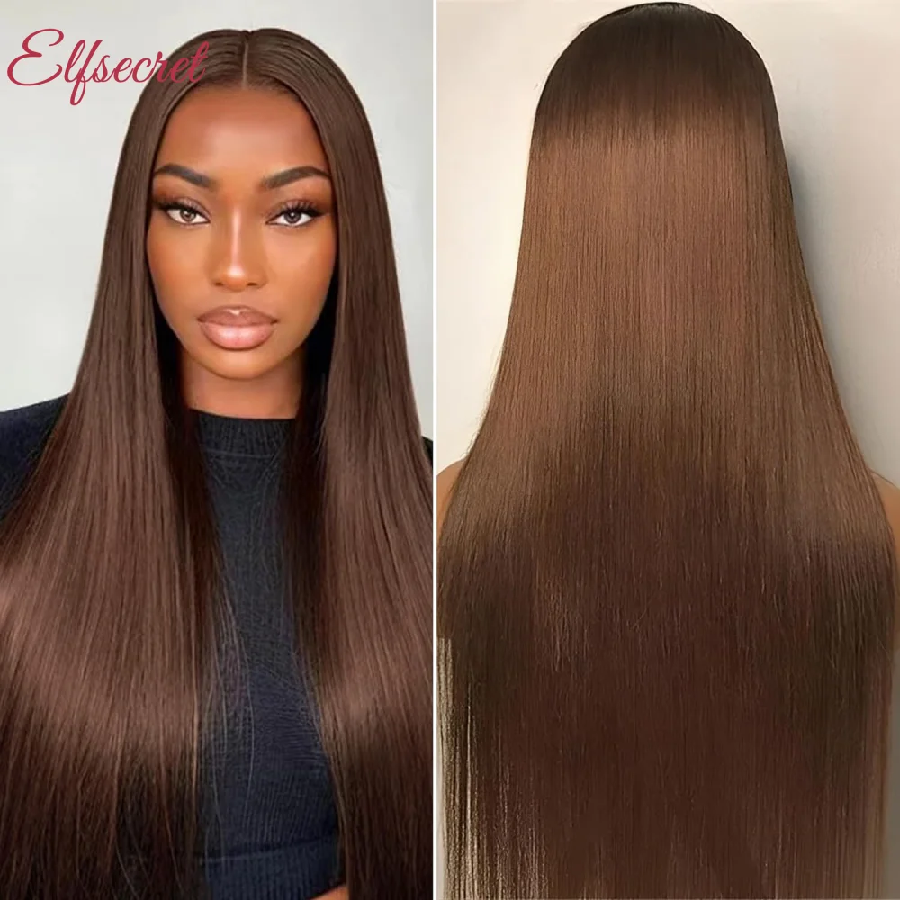 13x4 Brown Straight Lace Front Wig 13x6 Transparent Lace Frontal Wig Chocolate Brown Colored Human Hair Wigs For Women Remy