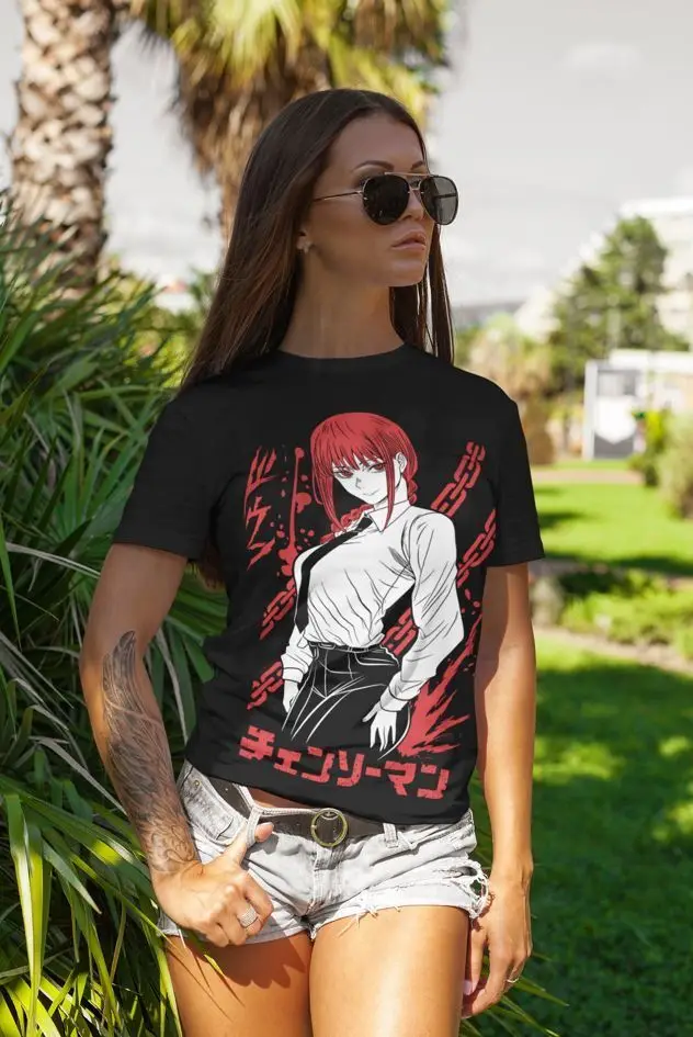 T-shirt Chainsaw Man Makima, Anime Pochita, Toutes tailles, Noir, Power