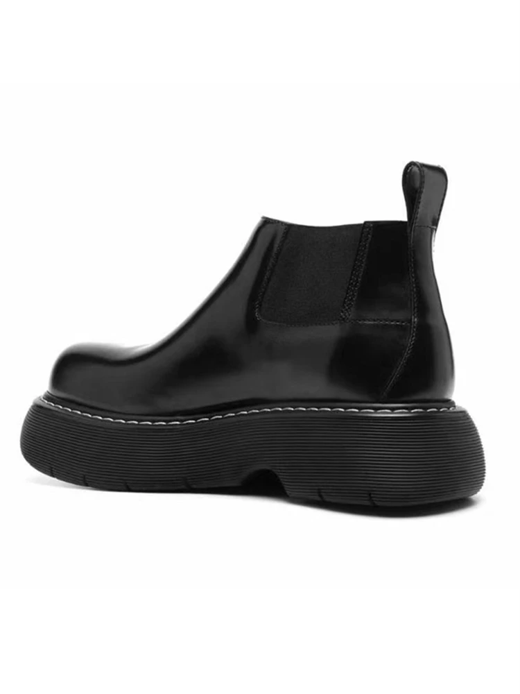 Botas sin cordones para hombre maduro, punta redonda grande, tacón grueso, aumento de altura, zapatos de vestir formales para hombre de negocios, Oxfords