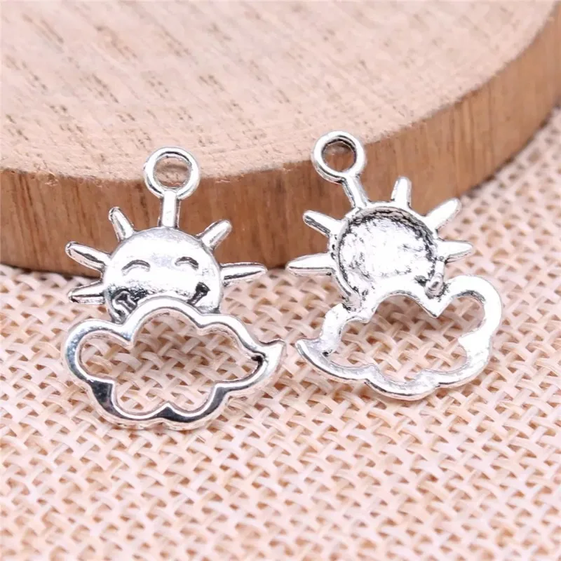 270 Stück antik versilberte Sonnenwolken-Anhänger, 21 x 16 mm, für Armbänder, Ohrringe, Schmuckherstellung # 4501 Großhandel – Detail 2