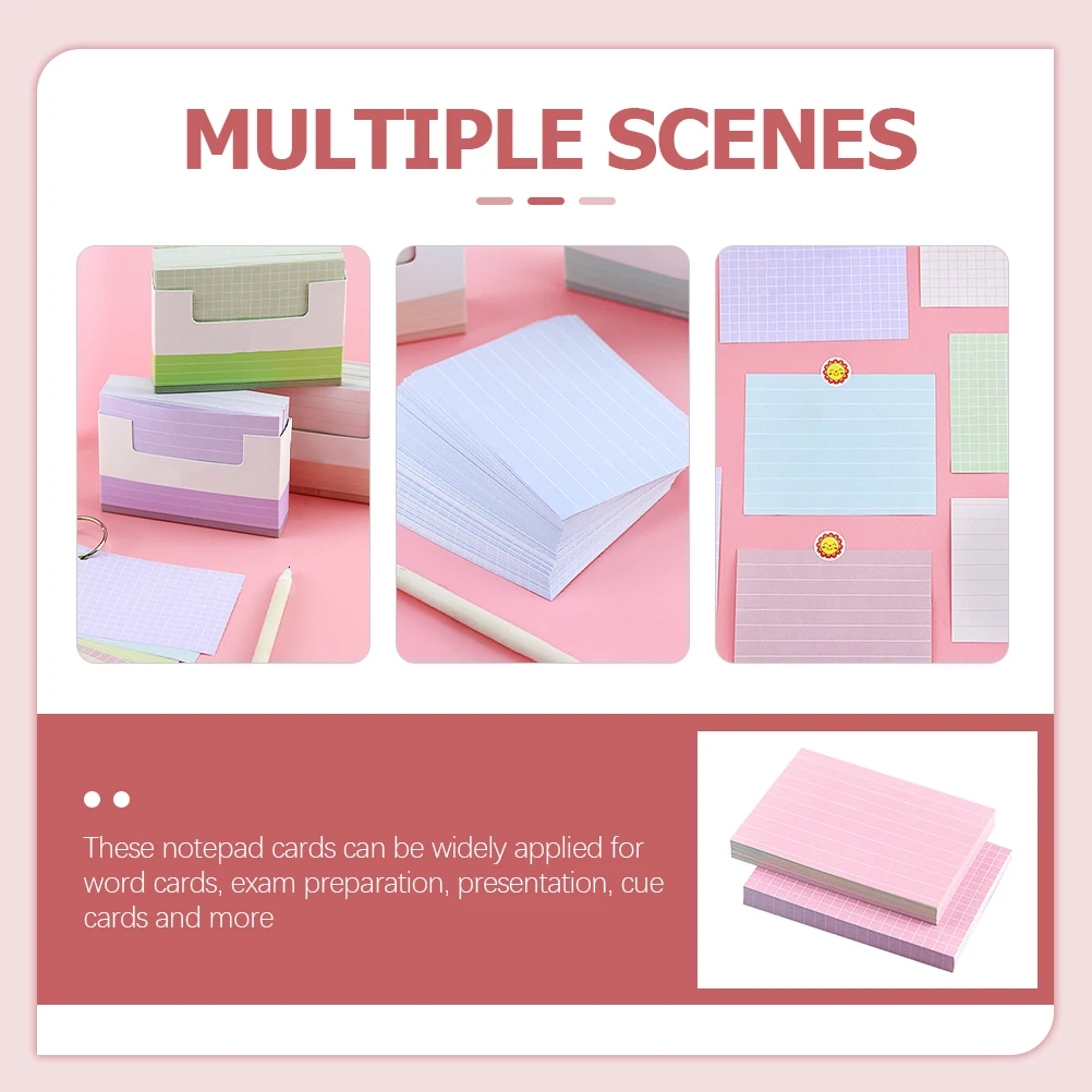 

150 pcs Index Cards Writing Note Colored Flashcards Studying Graph Ruled Paper Student Teacher Notebook Portable Lightweight