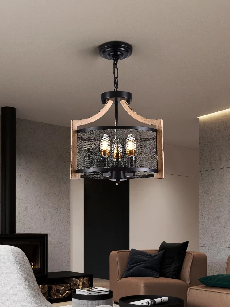 Modern semi-recessed chandelier dining room kitchen foyer retro black ceiling light hanging dual-purpose