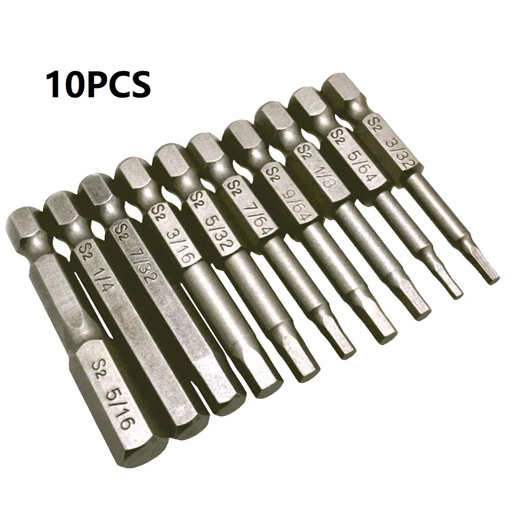 Nut Screwdriver bits Quick Release Drivers Hex Shank Imperial Magnetic Silver Tools Workshop Wrench Drill Electric