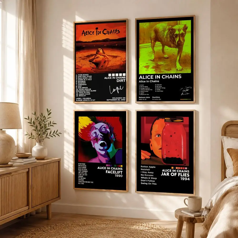 Grunge Band A-Alice in Chains Poster All-match HD Waterproof Self-Adhesive Wall Art Sticker For Home Bedroom