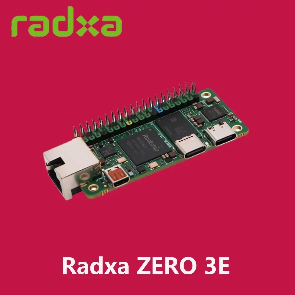 Radxa ZERO 3E RK3566 Board Quad-Core Arm® Cortex™-A55 Tiny SBC With Gigabit Ethernet 1080P@60fps via Micro HDMI