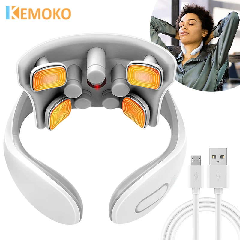 

Smart TENS Pulse Neck Massage Wireless Shoulder Back Cervical Massager Heating Relief Pain Muscle Punch Beating Rechargeable