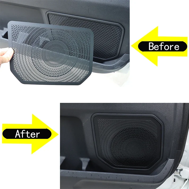 For Toyota Tundra For Toyota Sequoia 2022 2023 Stainless Steel Black Car Door Speaker Mesh Cover Interior Accessories