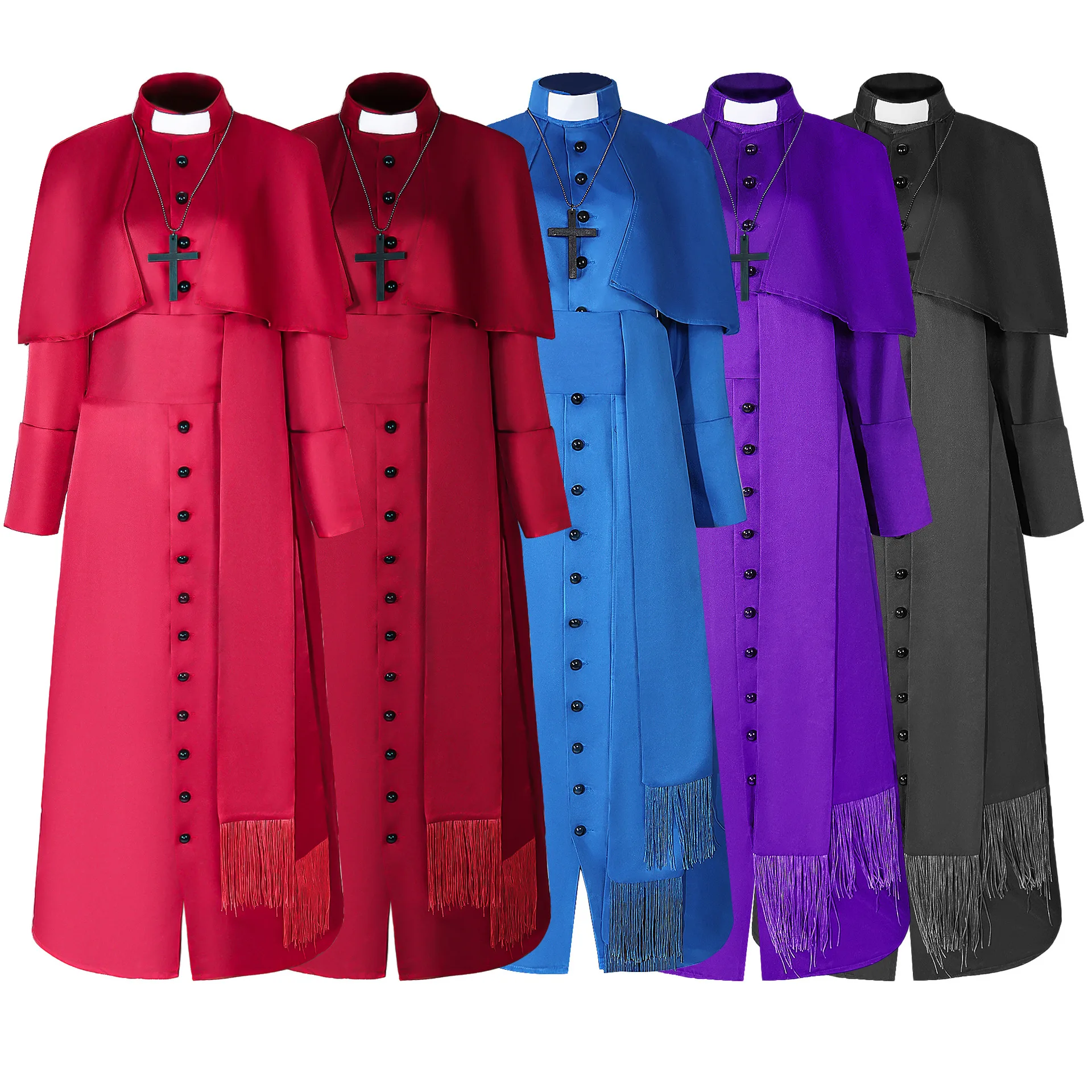 

Four-color Priest Cos Costume, Halloween Medieval Retro Cosplay Costume Spot