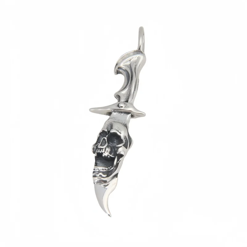 BOCAI Real S925 Sterling Silver Charms Pendant for Men Antique Eternal Blade Skull-Sword Charm Fine Choice Jewelry Wholesale