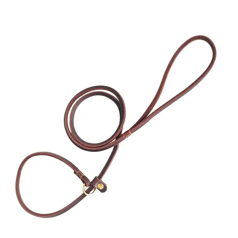 1.2/1.5/1.7 M 6mm Soft Comfortable Genuine Leather Pet Leash Outdoor Dog Training Control Explosion-Proof Punching Leash