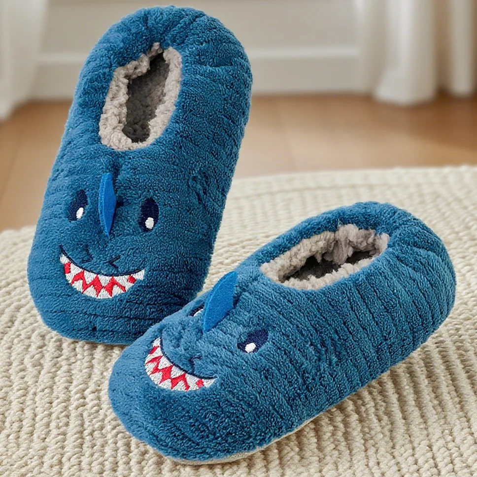

Новинка 2023 года, детские тапочки для родителей и детей, детские хлопковые тапочки, домашние домашние тапочки для мальчиков на осень и зиму для девочек с акулой