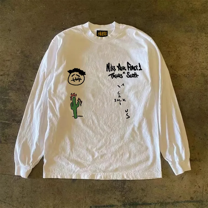Heavyweight Pure Cotton Long Sleeve T-Shirt Unisex Vintage Style Streetwear Versatile 310gmao Xiaocheng Story Multi-Design