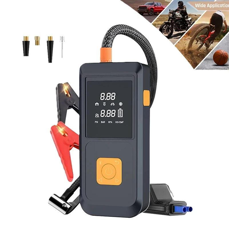 

2024 new products Portable Multifunction Car Jump Starter Power Emergency Starter 12V Auto Buster with digital tire inflator