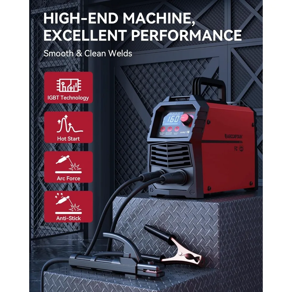 ARCCAPTAIN Upgraded 110V/220V Stick Welder, [Large LED Display] 160A ARC/Lift TIG Welding Machine with Synergic Control, IGBT In