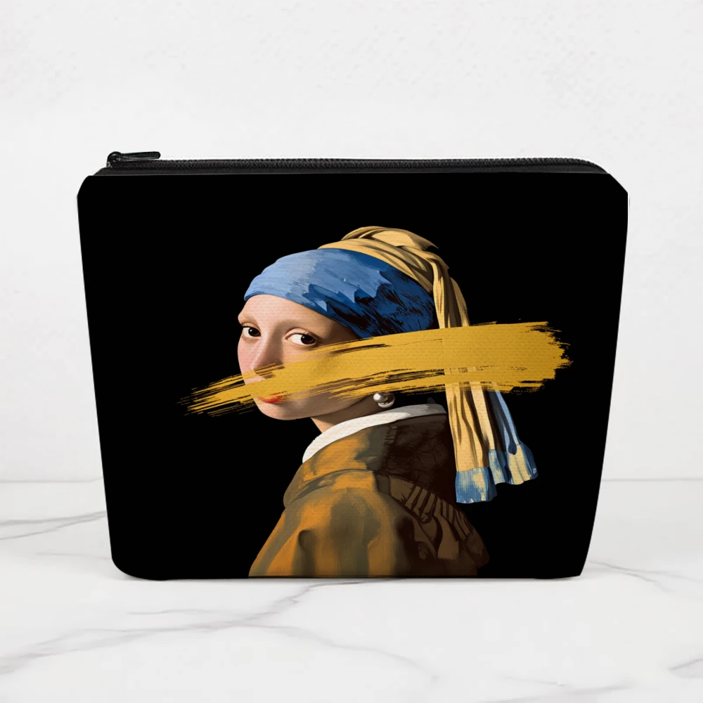 Girl With Pearl Earring Painted Makeup Bags for Girls Cosmetic Pouch Toiletry Bag Pencil Case Travel Storage