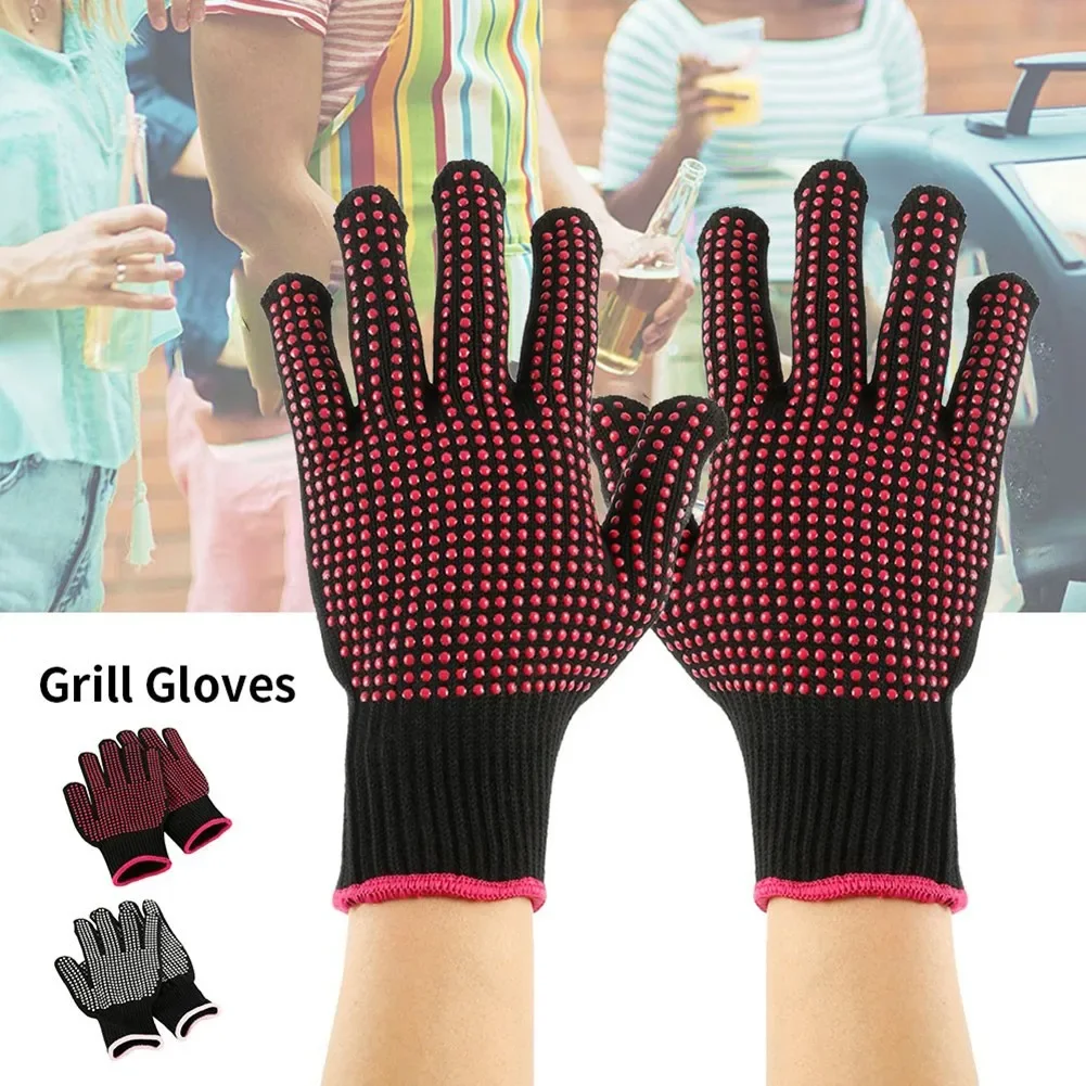 Barbecue Anti-scald Gloves Microwave Oven Baking Gloves Kitchen Fireproof  Anti-slip Gloves BBQ Oven Pot Holder Mitt Kitchen