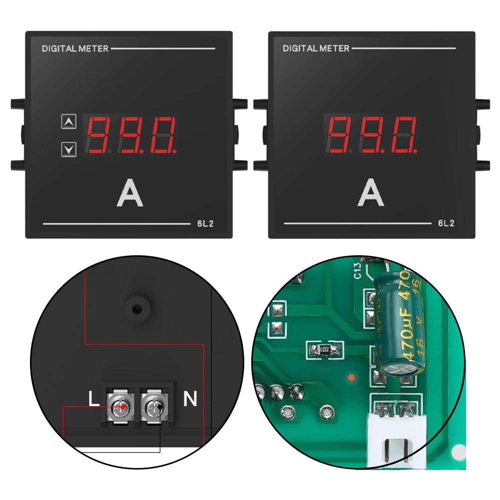

Цифровой амперметр переменного тока 6L2 со светодиодным экраном Встроенная установка AC220V380V для точных решений мониторинга тока