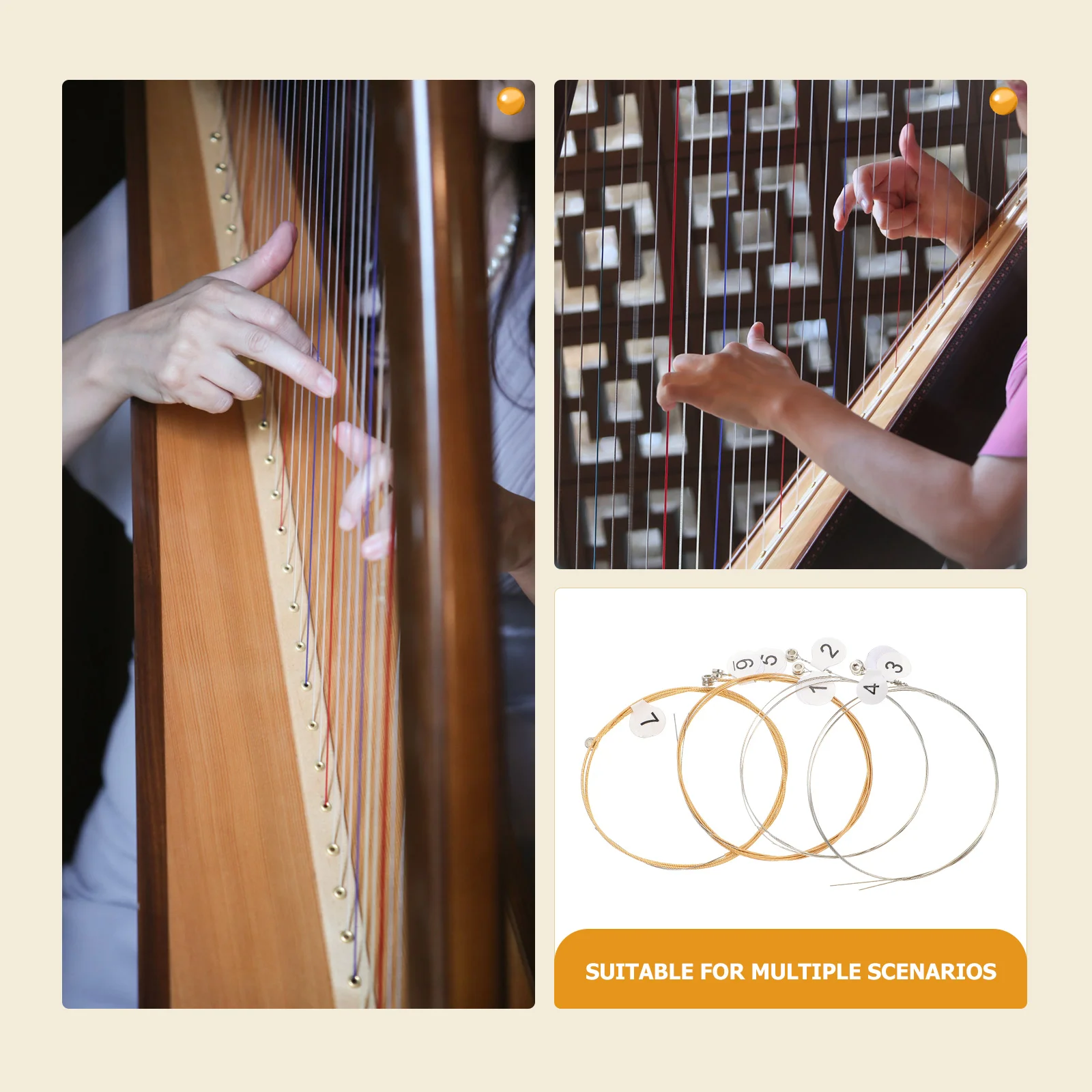 

7 Pcs Harp Strings Lyre Accessories Strong Durable Premium Material Easy Replace Full Set Musical Instrument Parts