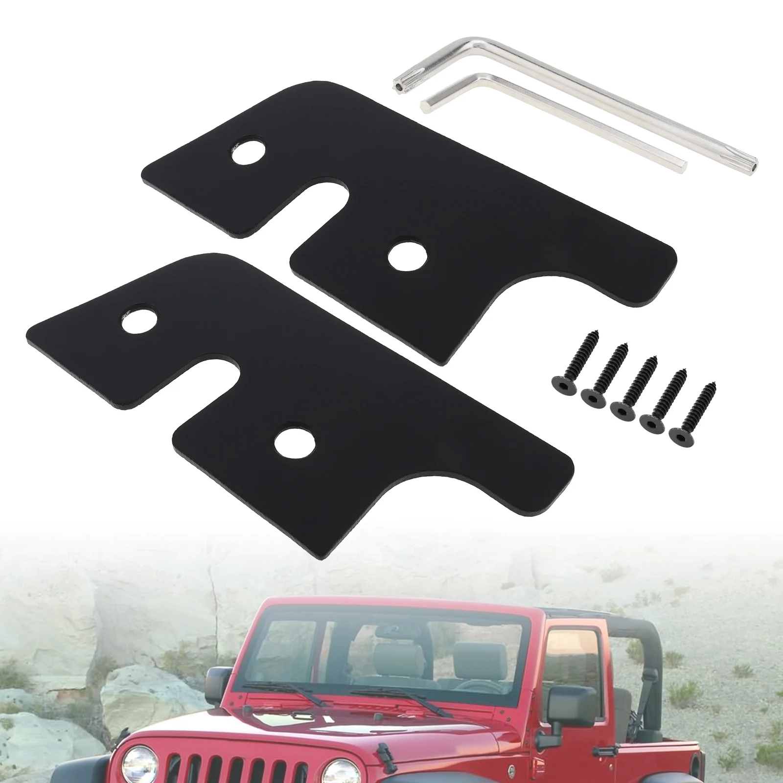 2pcs Black Car Sun Visor Repair Tool Kit for JEEP Wrangler JL 2018-2023 Rust Proof Aluminum Alloy Disassembly Installation Clip