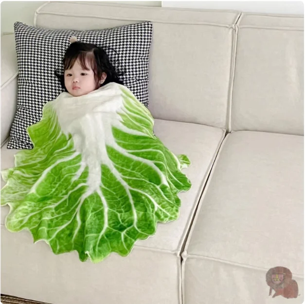 

Doll vegetable blanket funny cabbage blanket flannel casual blanket creative baby quilt cute leafy Internet celebrity