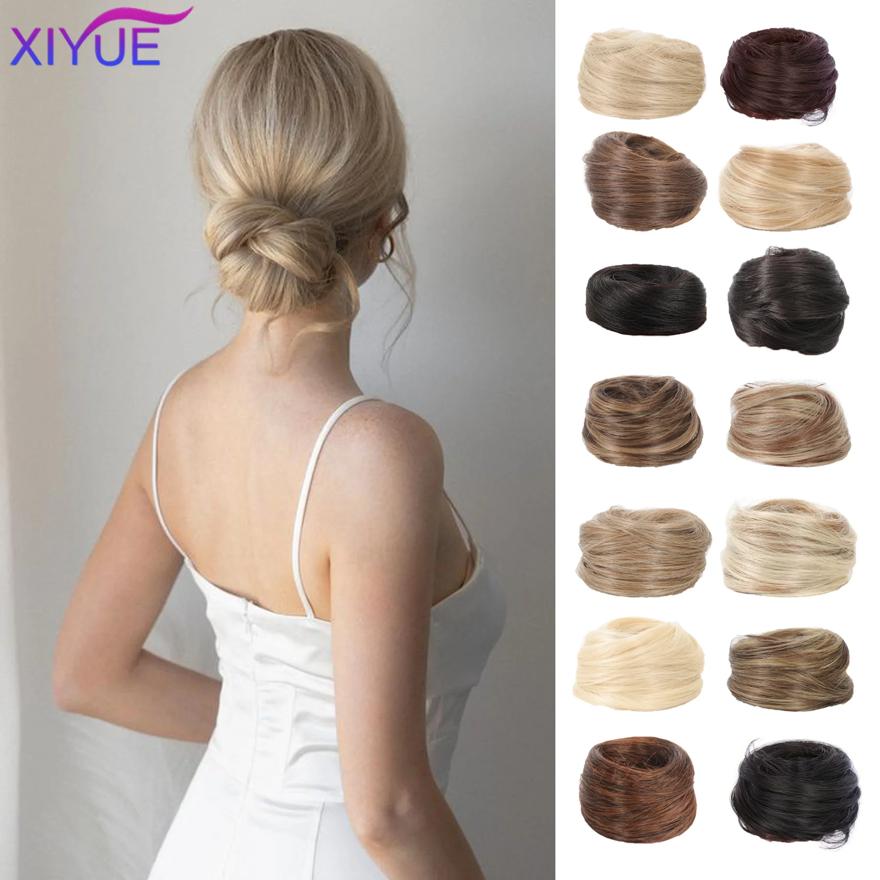 Synthetic Hair Bun Woman Straight Updo hair tie Elastic Rubber Band Chignon Hairpiece Extensions Hair Bands Natural Hairpiece fo