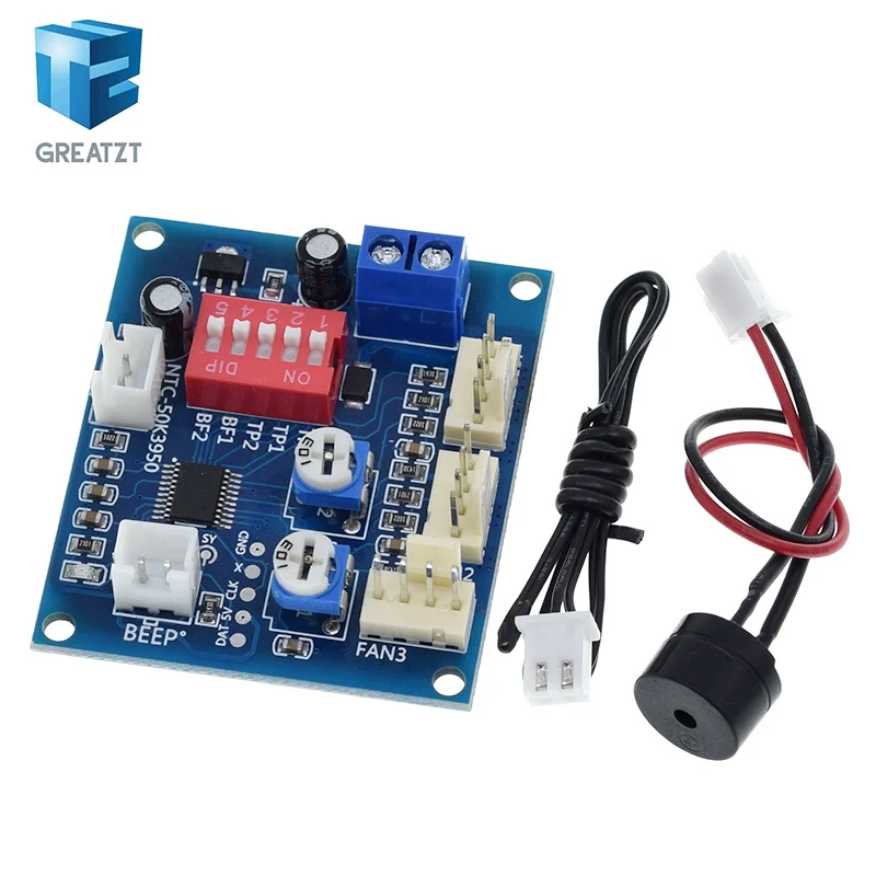 GREATZT DC 12V 5A PWM PC CPU Lüfter Temperaturregelung Geschwindigkeitsregler Modul Summer Hochtemperaturalarm NTC B 3950 Thermistor 50K