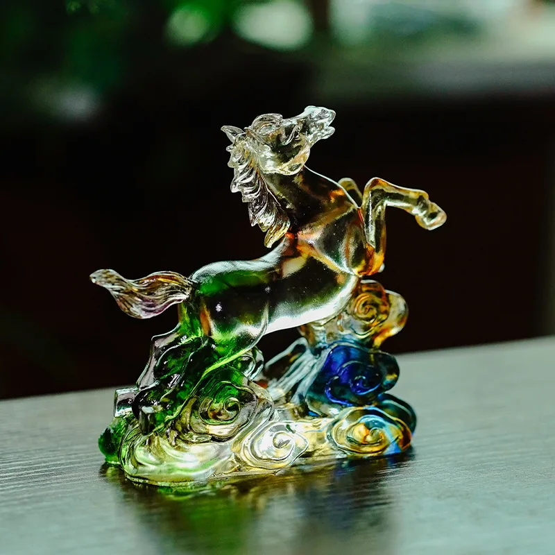 Glass Success Home Living Room Desktop Ornament Office Decoration Chinese Style Zodiac Horse Housewarming Opening Gift