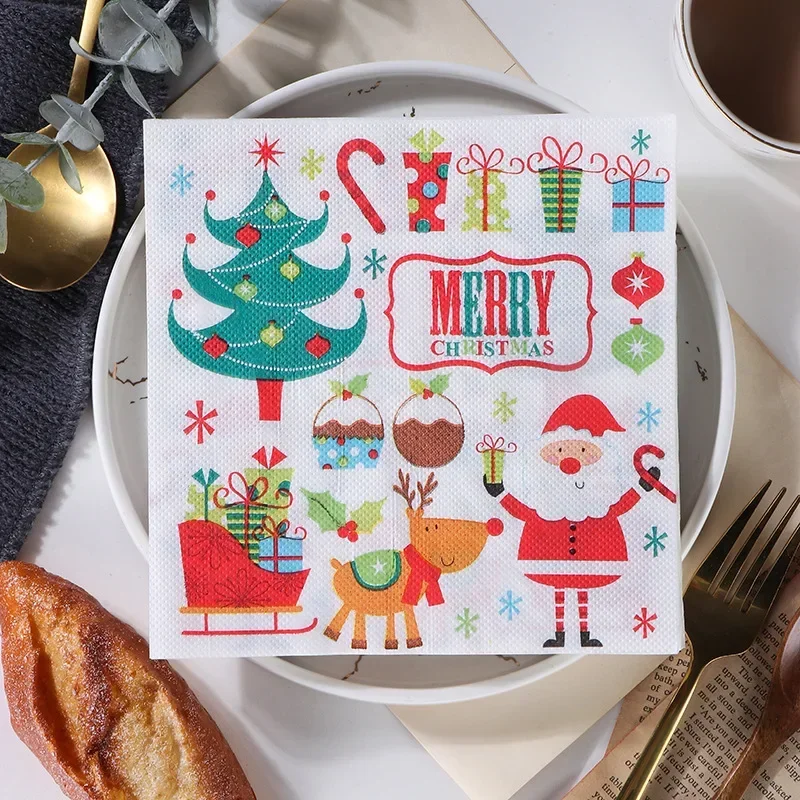 10/20pcs 33*33cm 2-Ply Painted Christmas Series New Cartoon Disposable Printed Napkins Party Tissues Wholesale Square Tissues