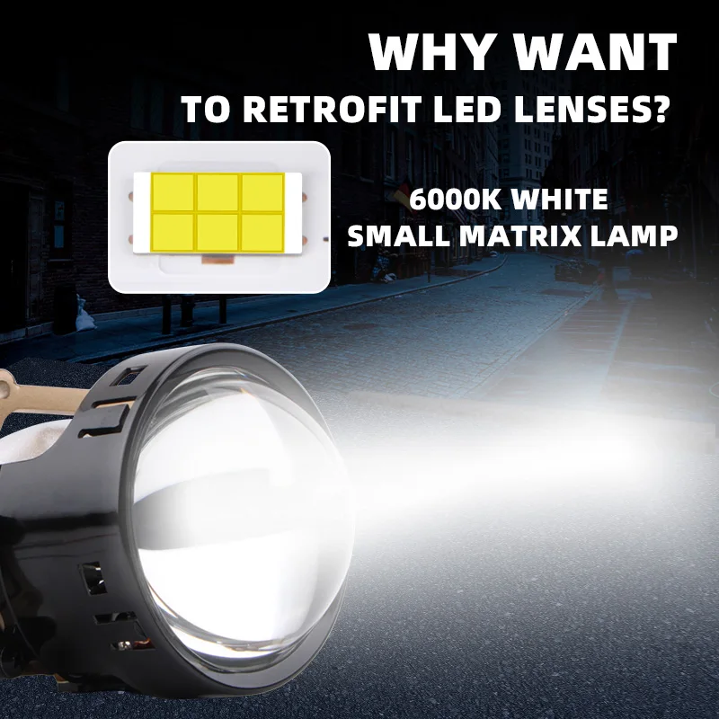 XP6 3.0 Led Headlights Lens CSP 3570 White 6000K High Power 140W High Low Beam Bi Led Projector Lens 3Inches Headlight