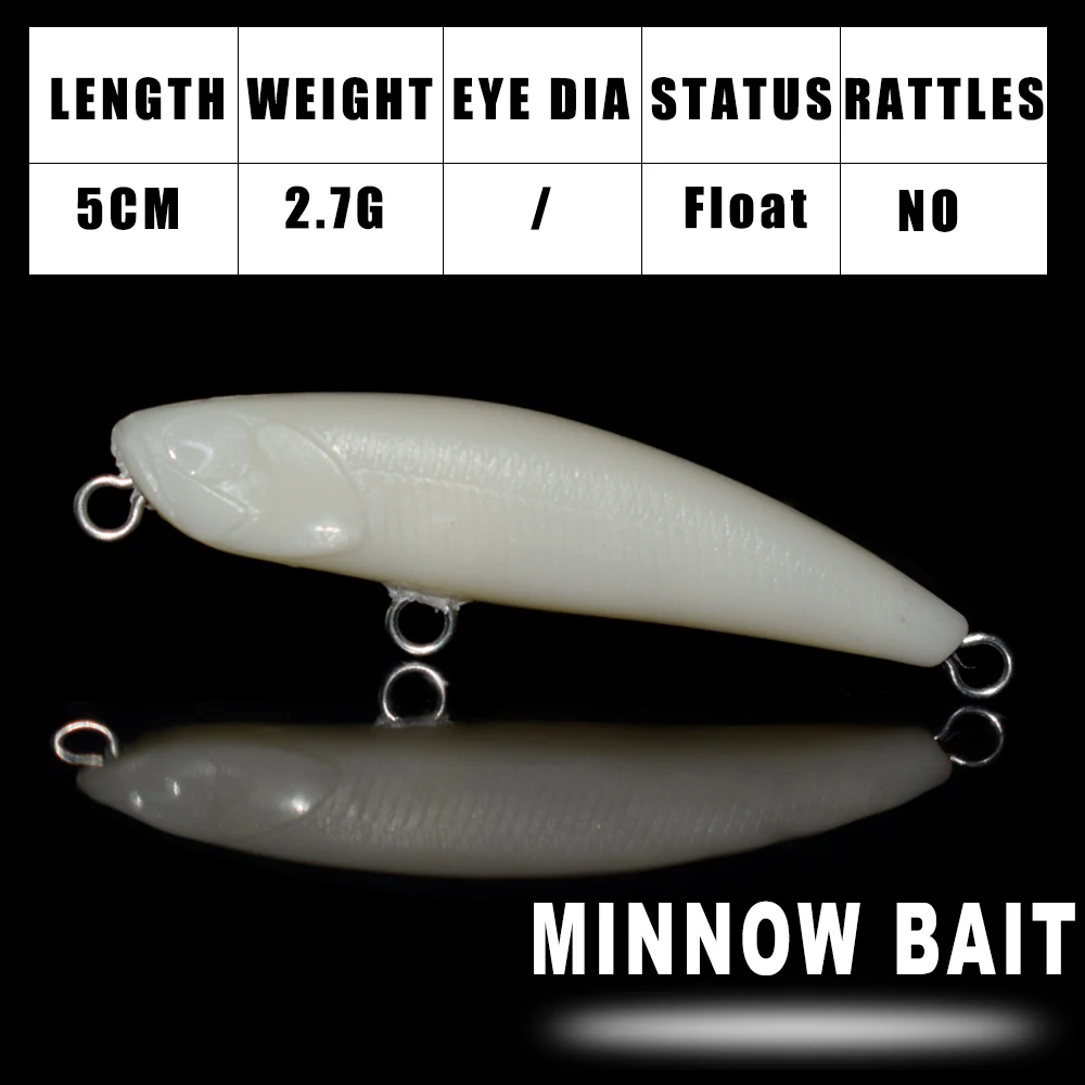 Dr.Holife 30PCS/LOT Unpainted Minnow Blanks Lure 5CM 2.7G Floating Minnow Bait Artificial Hard Bait For DIY Fishing Lures