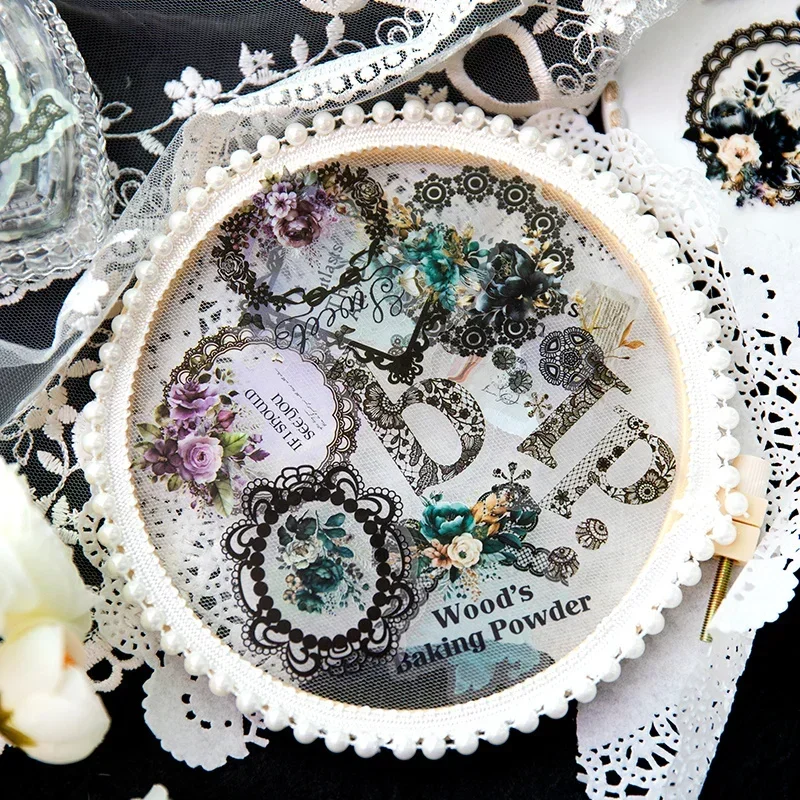 40 peças adesivo vintage renda fio inferior decoração colagem material escolar pacote manual scrapbook 118*88mm