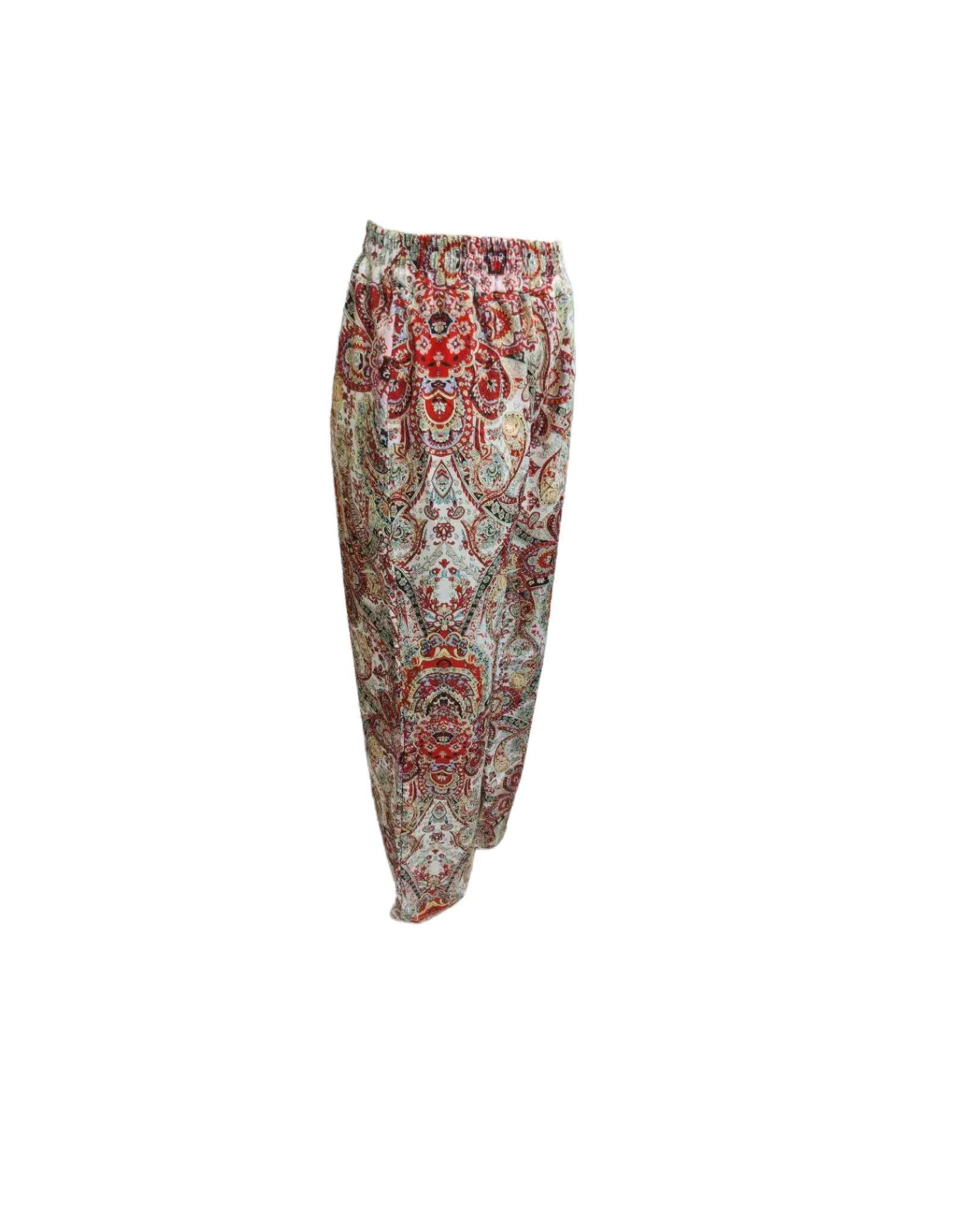 Damskie spodnie z szerokimi nogawkami w stylu boho z nadrukiem Paisley