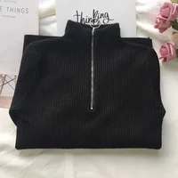 Autumn Winter Turtleneck Women Sweater Long Sleeve Zipper Neckline Knitted Pullover Female Sweater Slim Basic Knitted Jumpers 5