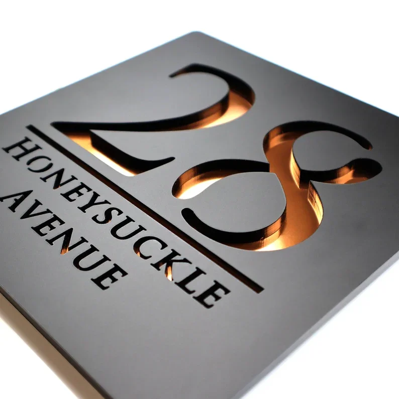 Letrero de números de casa moderno acrílico personalizado, dirección de puerta, calle, placas de números de letras 3D, placa de decoración del hogar con nombre al aire libre