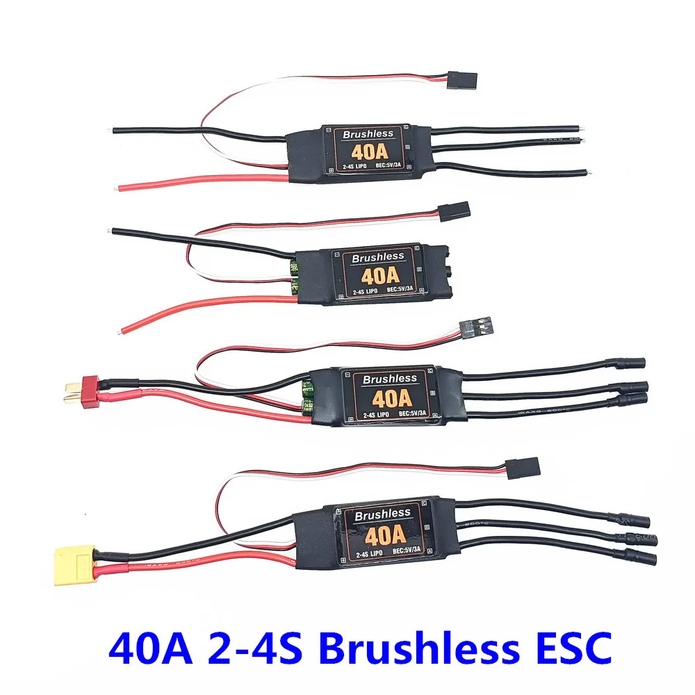 40A Brushless ESC 2-4S with 5V/3A UBEC XT60 for FPV Drone