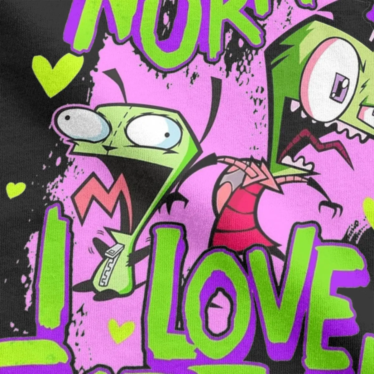 Men\'s Invader Zim & GIR I\'m Normal I Love Earth T Shirt 100% Cotton Tops Vintage Short Sleeve Round Collar Tees Summer T-Shirts