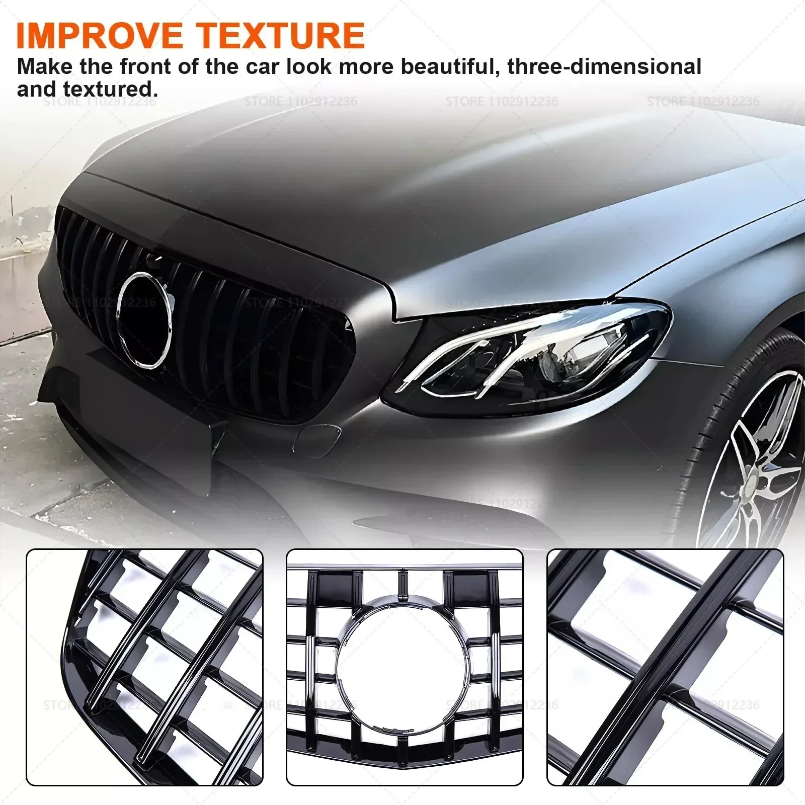 for 2009-2013 2014-2015 W212 E-Class Mercedes Benz E200 E300 E250 E350 E400 E550 GT Front Grille Upper Bumper Hood Mesh Grill