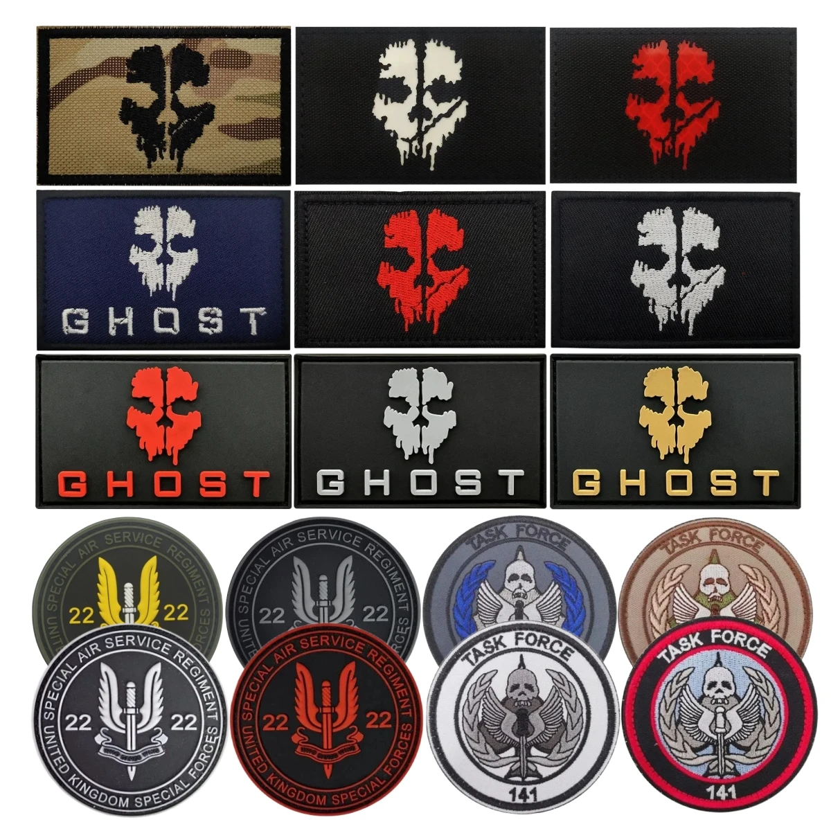 Call of Duty Compilations Ghost PVC Hook&Loop Patch Morale Badge Luminous Patches Tactical Backpack Stickers Emblem Accessories