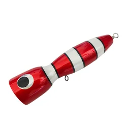 Swolfy 1pc Fishing Bait Saltwater Popper Big Game Topwater Lure Wood Pencil Bait Fishing Lure for GT Tuna