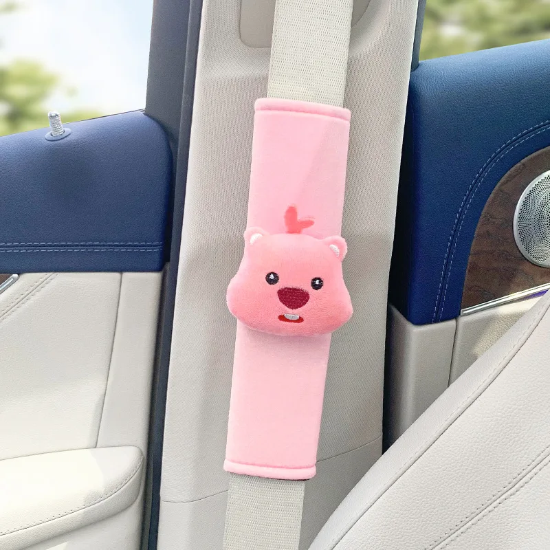 Cute Beaver peluche bambola di pezza cintura di sicurezza protezione della spalla Kawaii interni carino copertura protettiva morbida delle donne accessori per auto